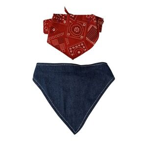 Build a Bear Denim Visor Bandanna‎ Headband Red Bandanna Neck Tie Headband